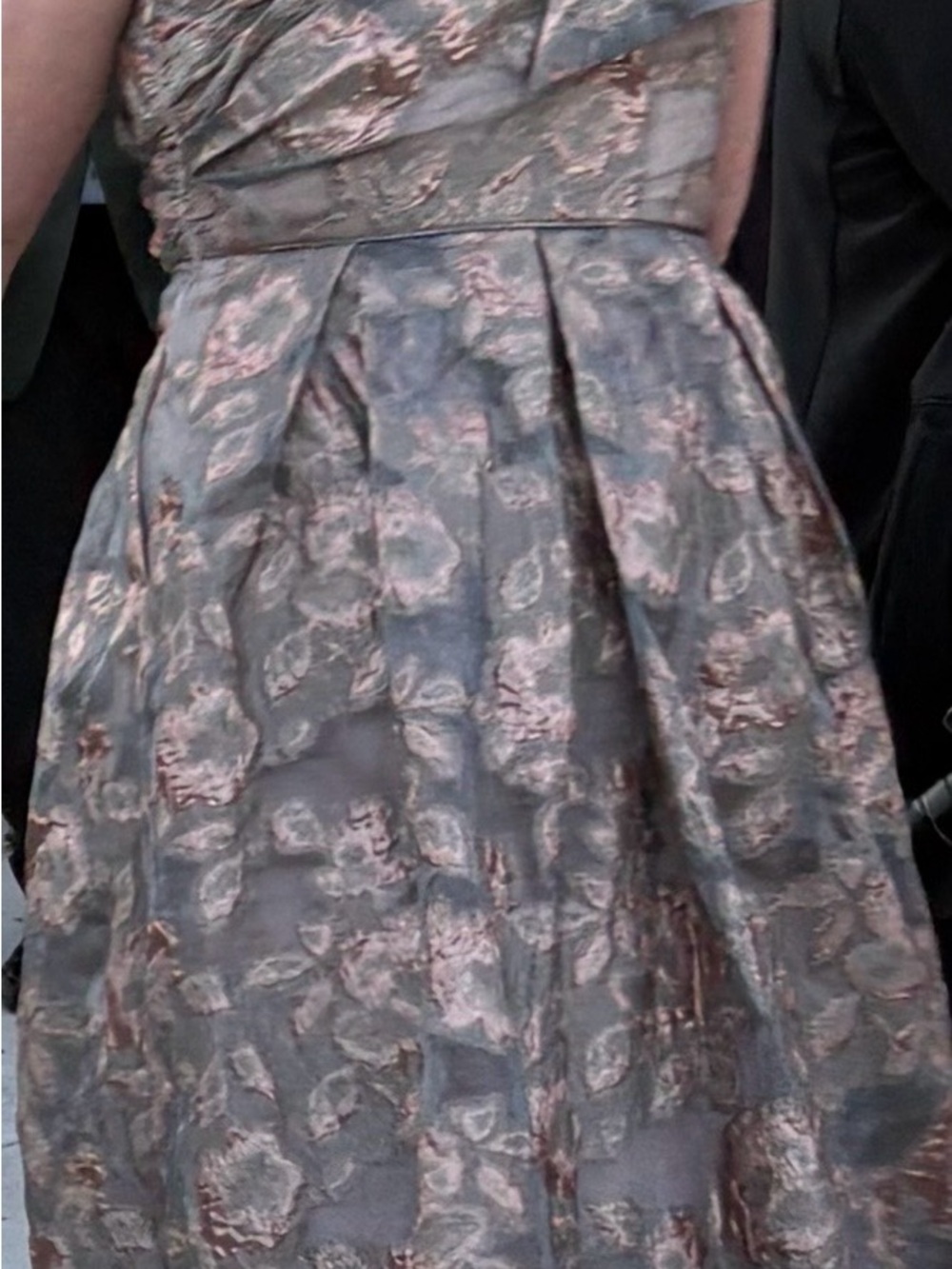 One-Shoulder Metallic Jacquard Gown - Picture 7 of 7